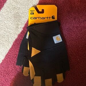 Carhartt Fingerless Work Gloves NWT Padded Palm High Dexterity Breathable Black